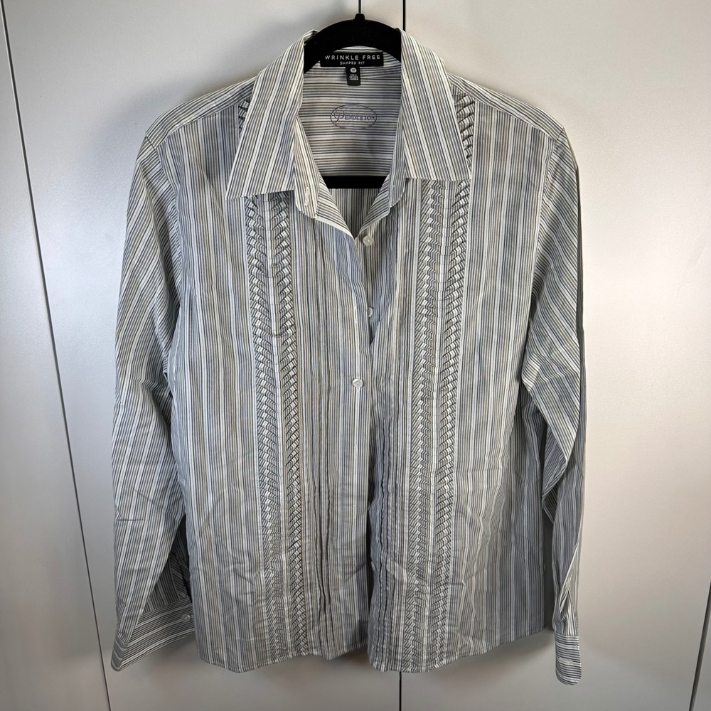 Pendleton Women 12 Wrinkle Free Shaped Striped Western Country Button Up‎ Shirt